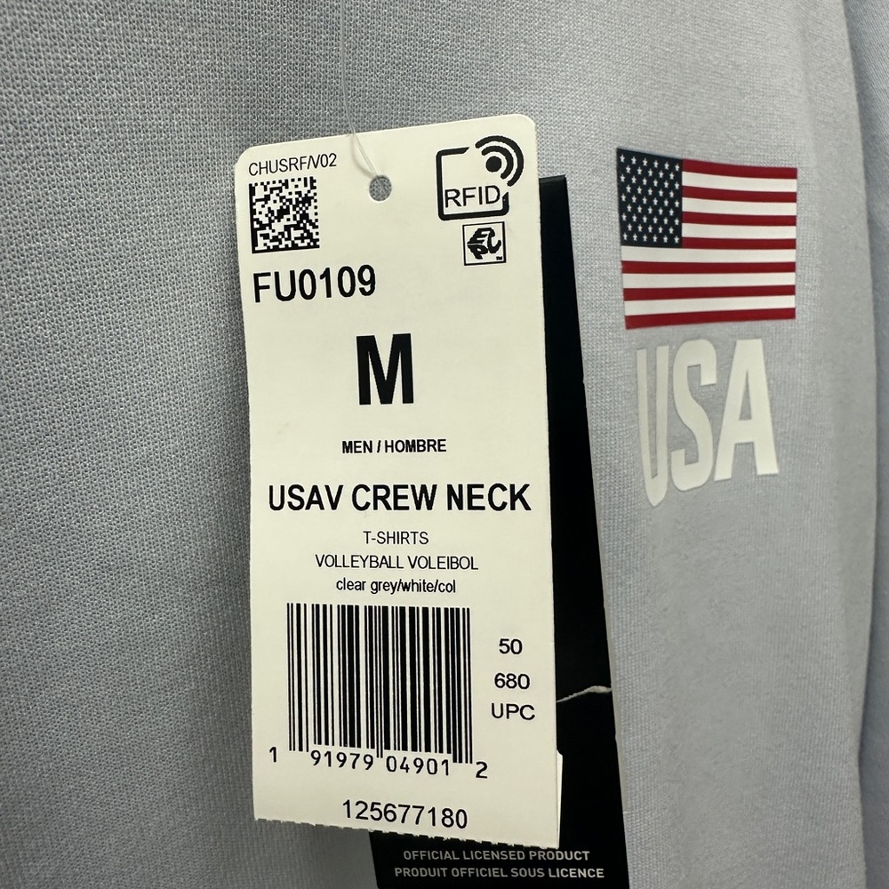 Adidas USA Volleyball Crewneck Sweatshirt Gray Men’s Medium NWT FU0109 - Picture 5 of 5